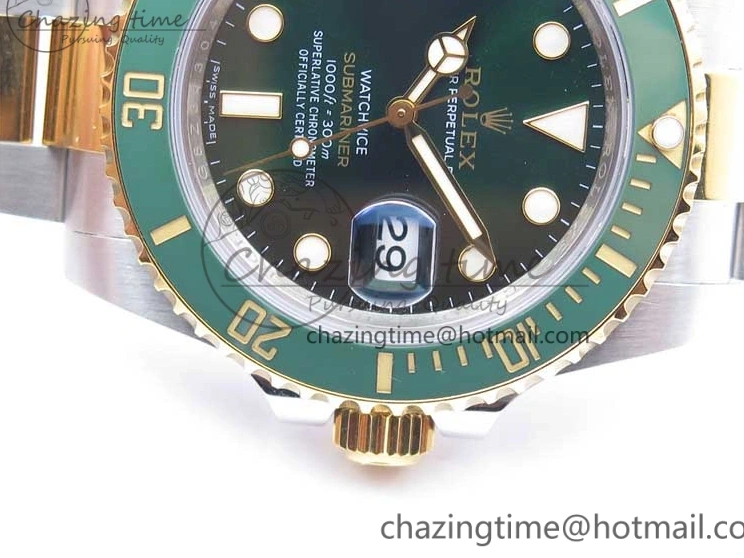 0218 Submariner 116613 LV VRF Best Edition YG Wrapped Bezel Green Dial on SS YG Bracelet A2836 MAX Version Compact 2920